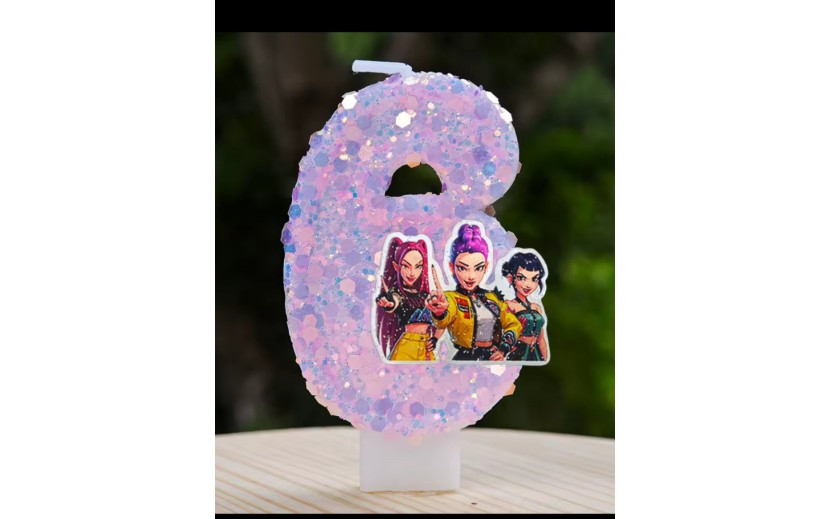 נר גליטר סיפרה 6 דגם קיי פופ