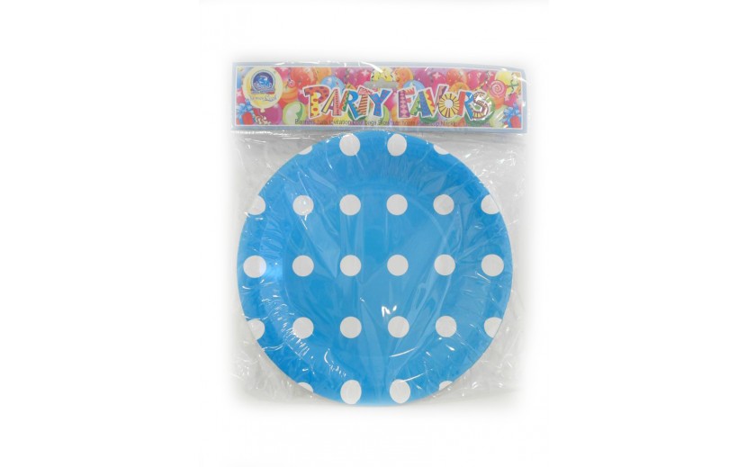 סט צלחות תכלת נקודות גדולות