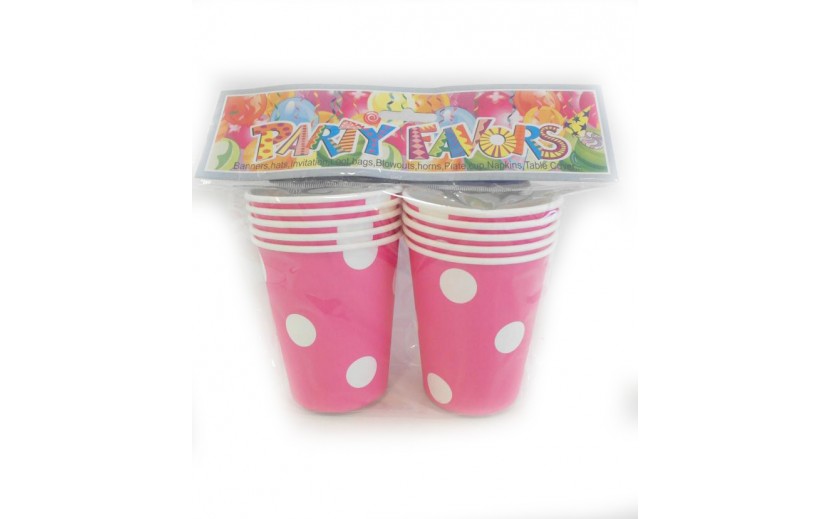 סט כוסות ורוד נקודות גדולות