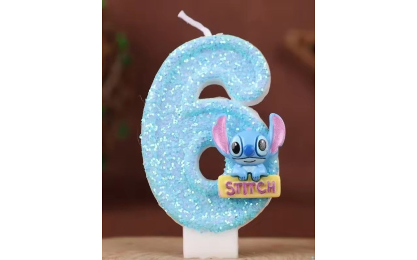 נר גליטר סיפרה 6 דגם סטיץ