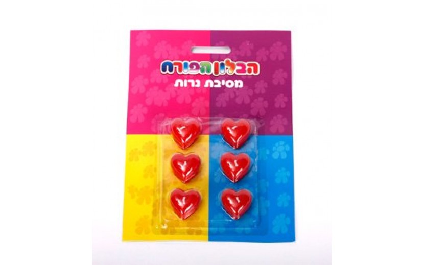 6 נרות לב אדומים