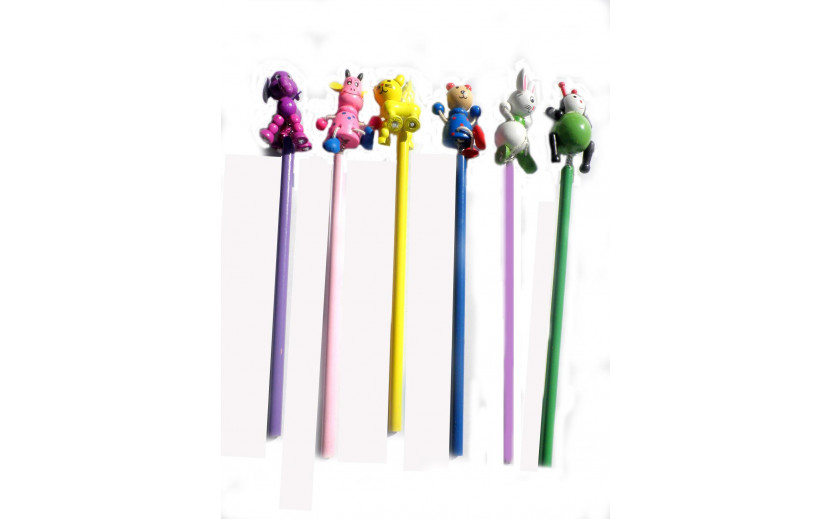 עפרונות גדולים בובת עץ קפיץ צבעוניים