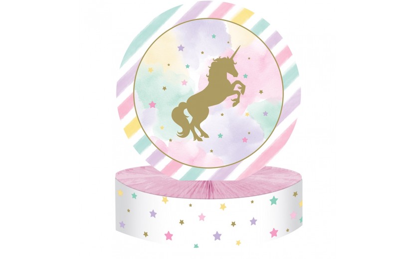 מרכז שולחן מהודר חד קרן זהב פסטל