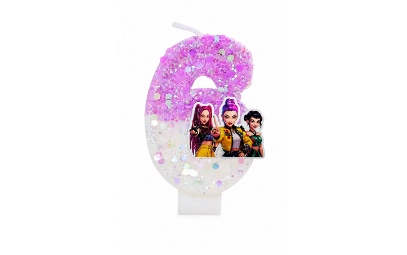 נר גליטר סיפרה 6 דגם קיי פופ