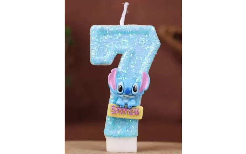 נר גליטר סיפרה 7 דגם סטיץ