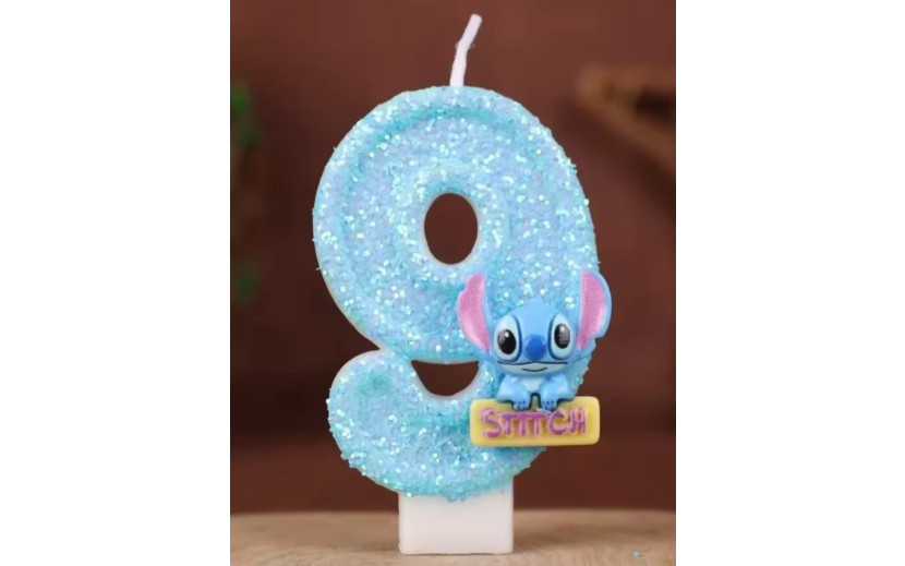 נר גליטר סיפרה 9 דגם סטיץ