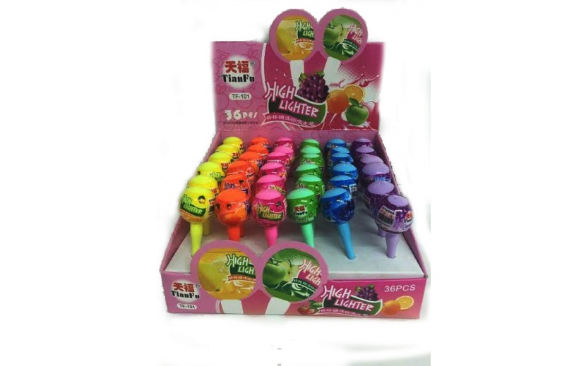 טוש זוהר בצורת סוכריה על מקל ריחני