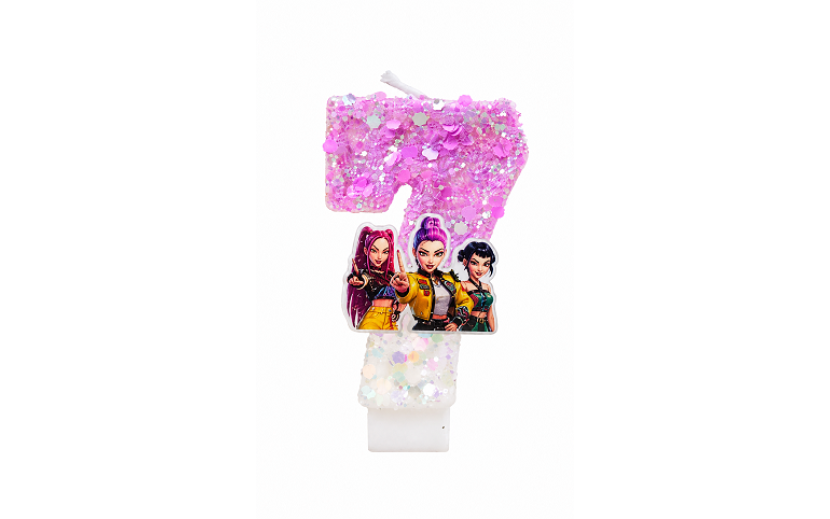 נר גליטר סיפרה 7 דגם קיי פופ