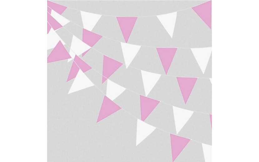 שרשרת דגלים ורוד לבן