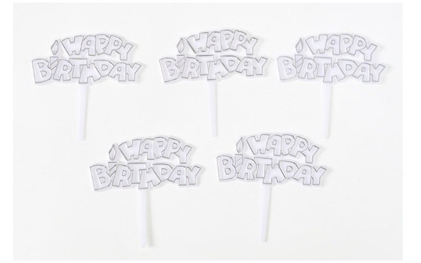 מארז 5 טופרים אקריליים לקישוט עוגה/קאפקייקס צבע לבן