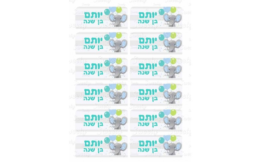 גליון מיתוג מדבקות פילפילון תכלת 4 על 9 ס"מ