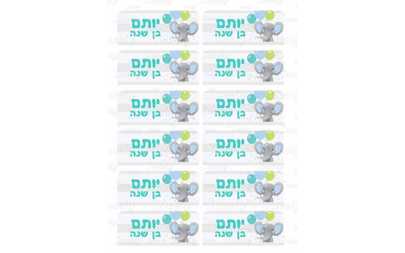 גליון מיתוג מדבקות פילפילון תכלת 4 על 9 ס"מ