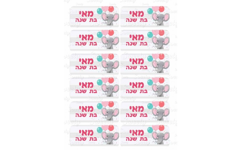 גליון מיתוג מדבקות פילפילון ורוד 4 על 9 ס"מ