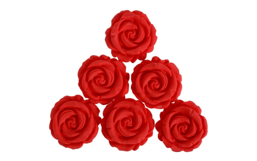 סט ורדים צבע אדום מבצק סוכר