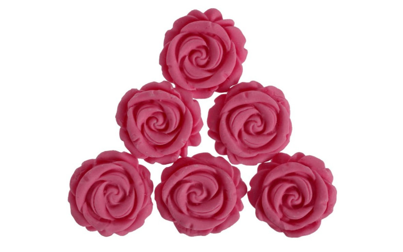סט ורדים ורודים מבצק סוכר