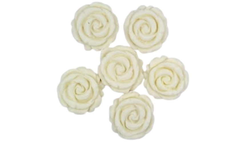 סט ורדים צבע לבן מבצק סוכר