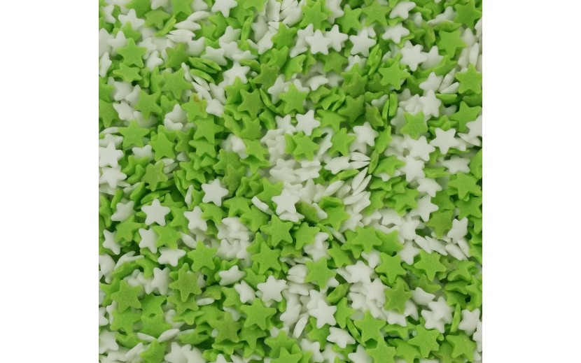סוכריות לעוגה כוכבים ירוק לבן