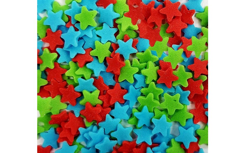סוכריות כוכבים אדום כחול ירוק לקישוט העוגה