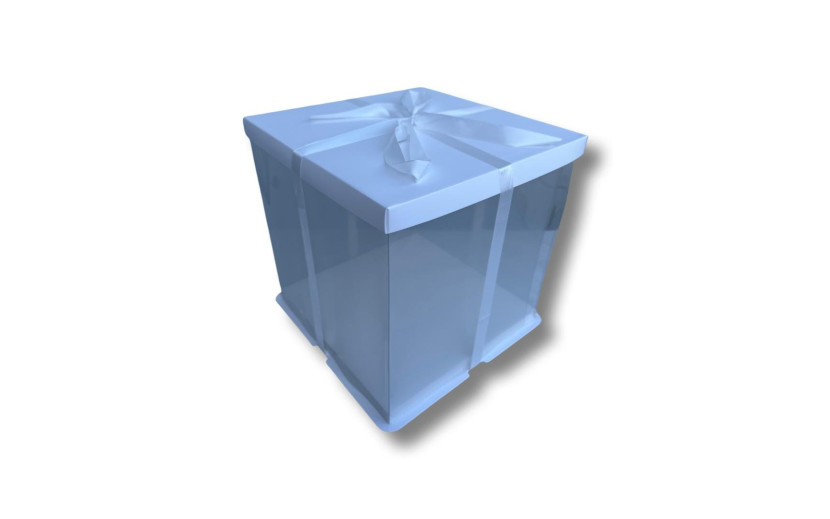 קופסא שקופה לעוגה לבן 30*30*30