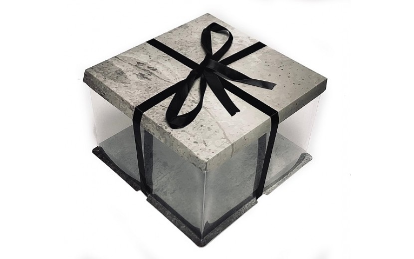 קופסא שקופה לעוגה אבן אפורה 30*30*30