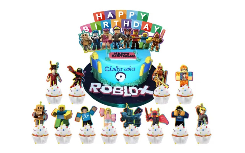 שלט לעוגה +24 טופרים דגם רובלוקס