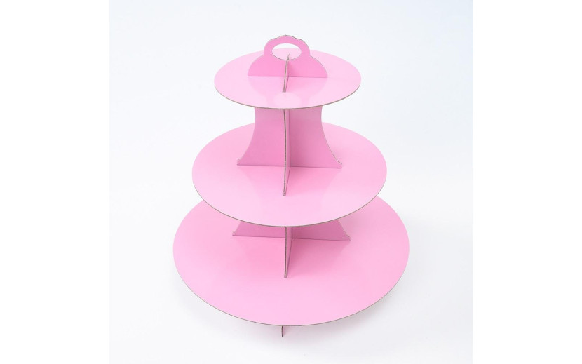מעמד לקאפקייקס 3 קומות צבע ורוד