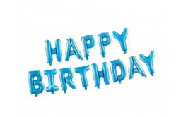 HAPPY BIRTHDAY בלוני אותיות צבע כחול לניפוח עצמי 