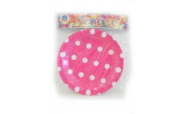 סט צלחות ורוד נקודות גדולות