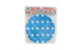 סט צלחות תכלת נקודות גדולות