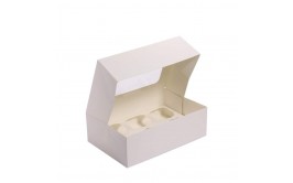 קופסא עם מכסה ל 6 קאפקייקס צבע לבן