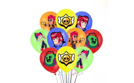 מארז 10 בלונים צבעוניים הדפס בראול סטאר