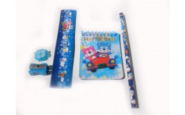 סט סרגל מחק פנקס ומחדד תכלת