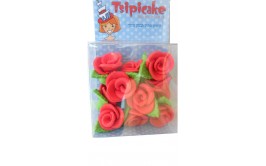 10 ורדים אדומים קטנים עם עלים