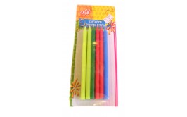 12 נרות ג'מבו ארוכים צבעוניים