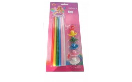 6 נרות ענק עם מעמדי פרחים צבעוני ברבי