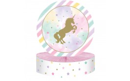 מרכז שולחן מהודר חד קרן זהב פסטל