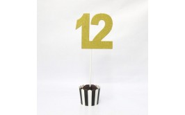 טופר מספרים גדול גליטר זהב 12
