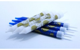 מארז נרות כחול לבן זהב דגם בלונים