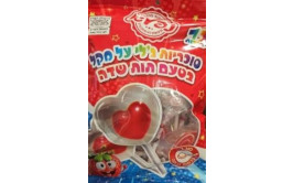 מארז סוכריות לב ג'לי על מקל בטעם תות