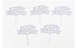 מארז 5 טופרים אקריליים לקישוט עוגה/קאפקייקס צבע לבן