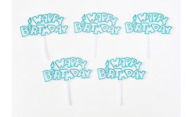 מארז 5 טופרים אקריליים לקישוט עוגה/קאפקייקס צבע תכלת