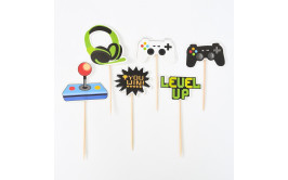 מארז 6 קיסמים לעוגה/קאפקייקס דגם גיימינג