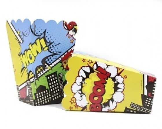 קופסאות לפופקורן וחטיפים גיבורי על קומיקס 