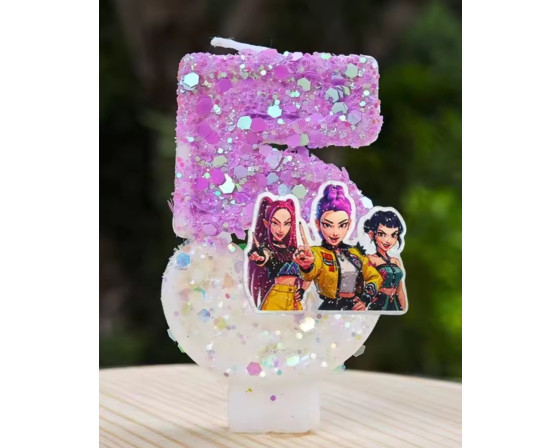 נר גליטר סיפרה 5 דגם קיי פופ