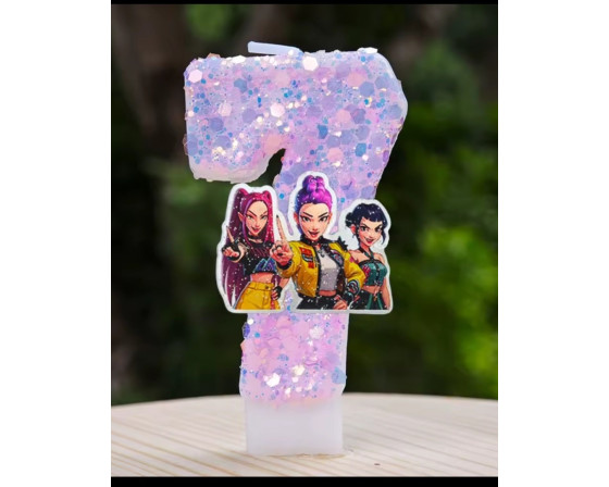 נר גליטר סיפרה 7 דגם קיי פופ