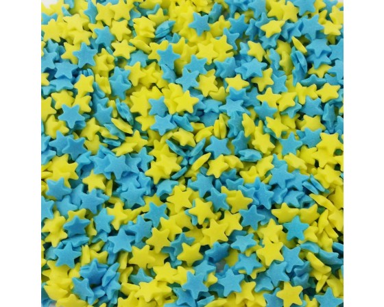 סוכריות לעוגה כוכבים תכלת צהוב