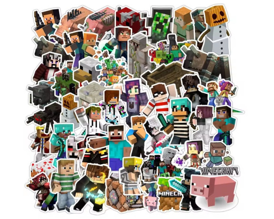 מארז 50 מדבקות עמידות מים מיינקראפט