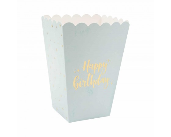  HB  מארז 6 קופסאות לפופקורן וחטיפים תכלת הטבעה 