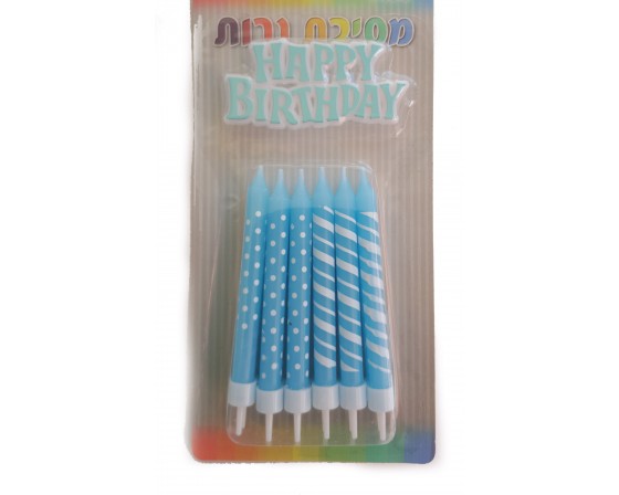  סט 12 נרות תכלת מרהיבים עם שלט נעיצה מטאלי