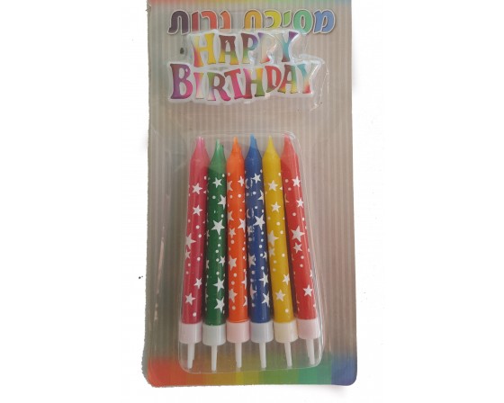  סט 12 נרות צבעוניים מרהיבים עם שלט נעיצה מטאלי